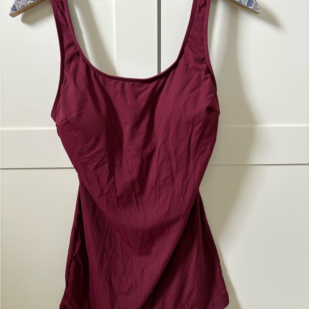 Cupshe Deep Burgundy Scoop-Neck One-Piece Swimsuit